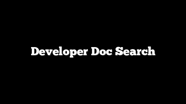 Developer Doc Search