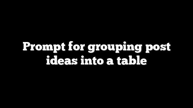 Prompt for grouping post ideas into a table