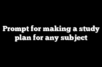 Prompt for making a study plan for any subject